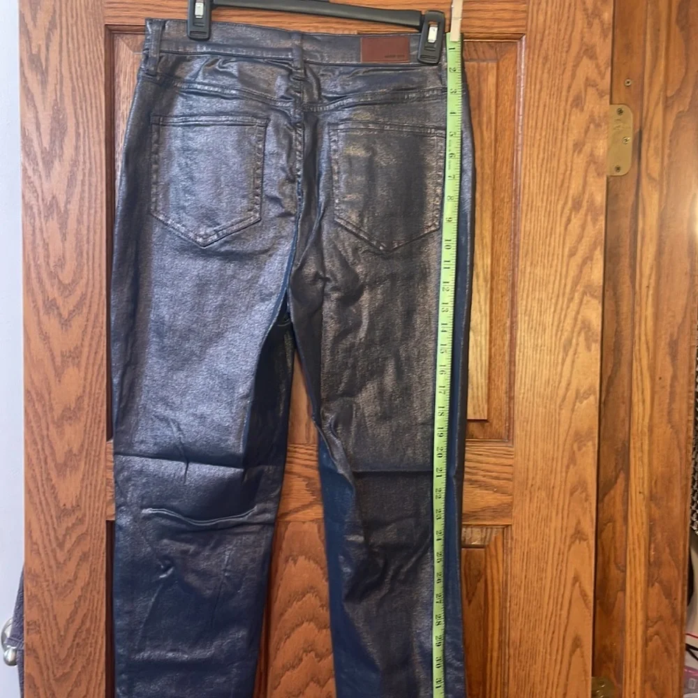 LANDS END 8 tall coated BLUE jeans 5 pocket high rise NWOT slim - Picture 11 of 14